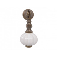 Antique Brass & White Ceramic Drop Handle 